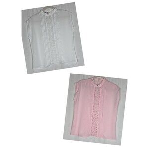 Lot of 2 Vintage St. Anthony Women’s Size 10 Sleeveless Pleated Floral Blouses